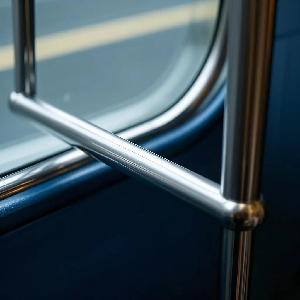 Tubo de aço inoxidável para corrimãos dentro de veículos de transporte